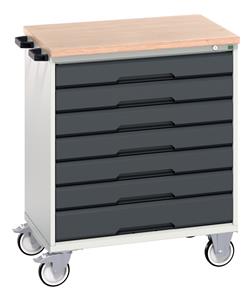 verso mobile cabinet with 7 drawers and mpx top. WxDxH: 800x600x980mm. RAL 7035/5010 or selected Bott Verso Mobile  Drawer Cupboard  Tool Trolleys and Tool Butlers